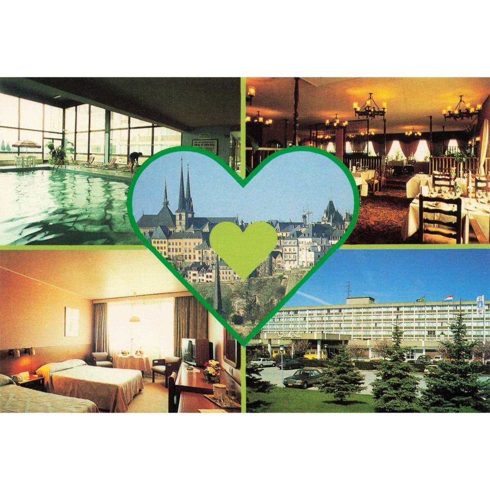 Luxembourg Holiday Inn Vintage Postcard Multi-View Pool‎ Dining Room c1980s